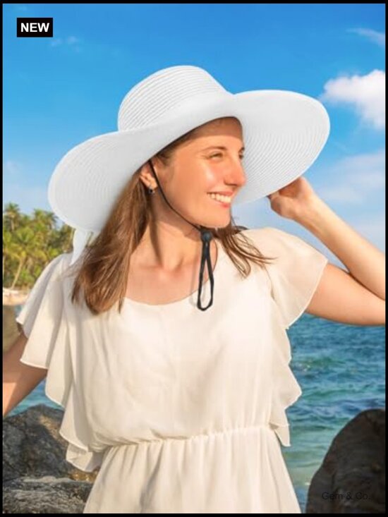Wide Brim Floppy Straw Sun Hat with Sunglasses and Bows main image 5